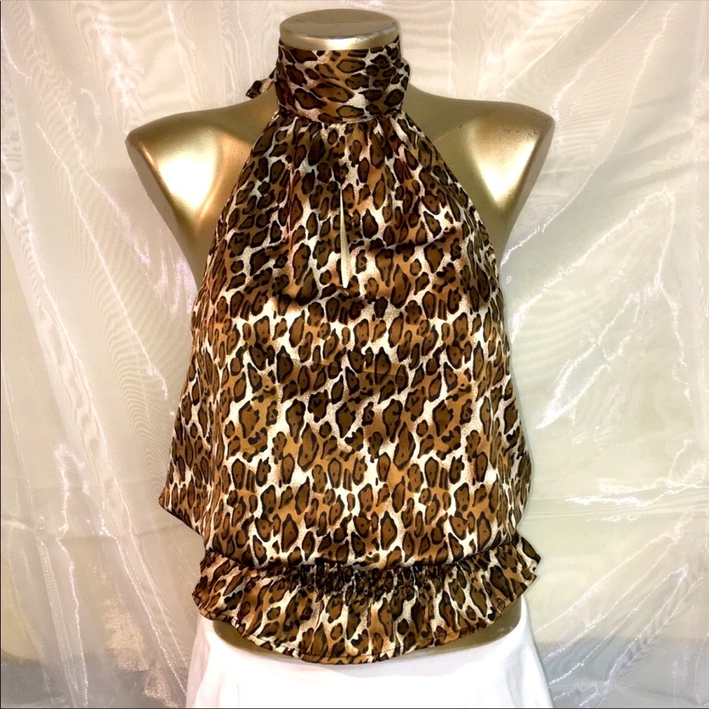 GUESS leopard print halter blouse